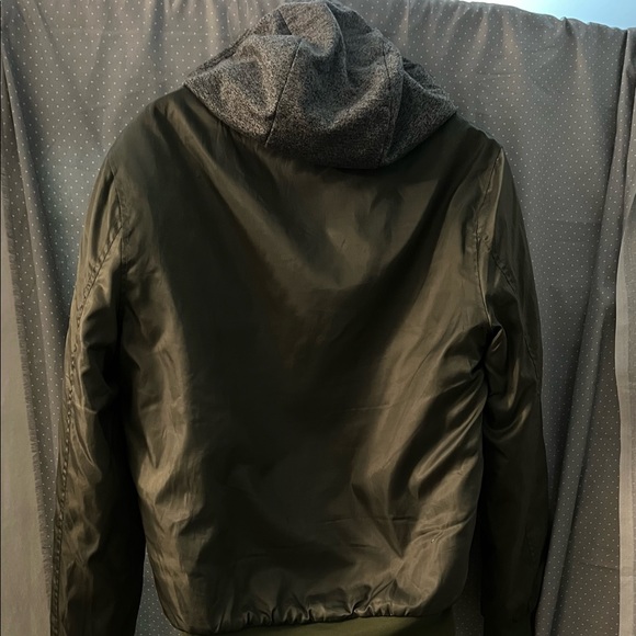 Brooklyn Cloth hooded boomer jacket. Oliver green & Gray Size M - Picture 2 of 3